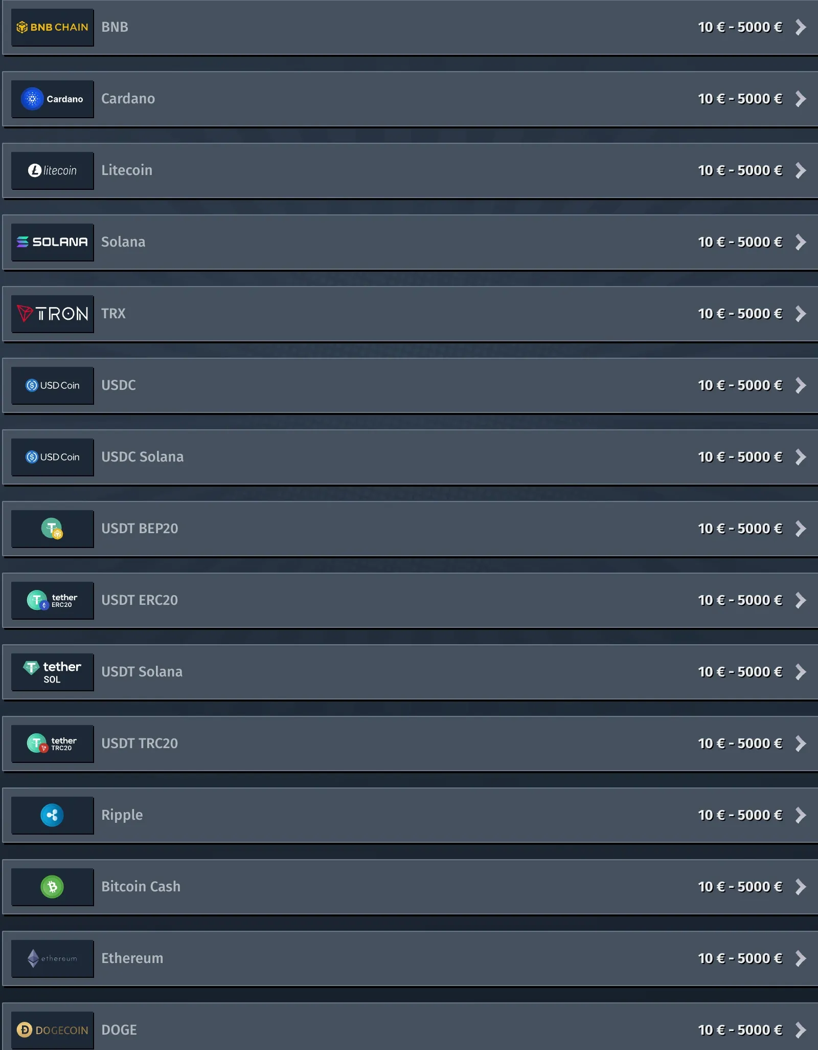 Szeroki wybór kryptowalut w Allyspin. Błyskawiczne wpłaty przez Bitcoin, Ethereum, USDT i inne altcoiny już od 45 zł.